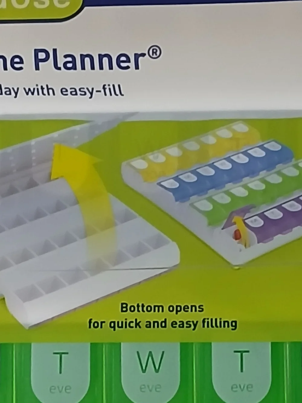 Ezy Dose Medtime Planner Weekly 4x/Day Pill Organizer | Easy-Fill Bottom Open